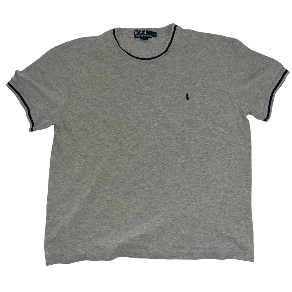 Polo Ralph Lauren Men's Gray Ringer T-Shirt Size L Short Sleeve Cotton Crew Neck